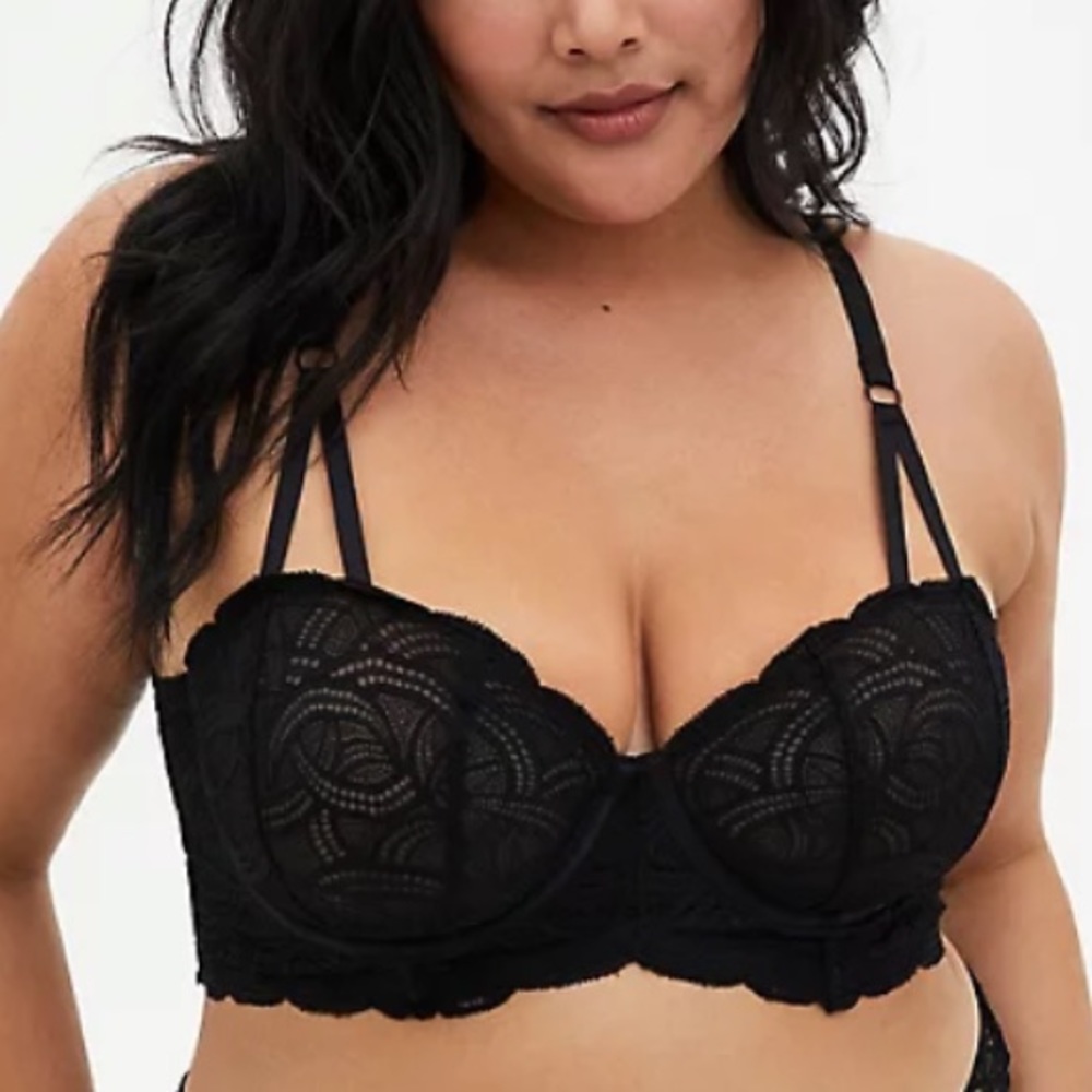 NWT Torrid Black Lace Balconette Underwire Longline Bra Bralette